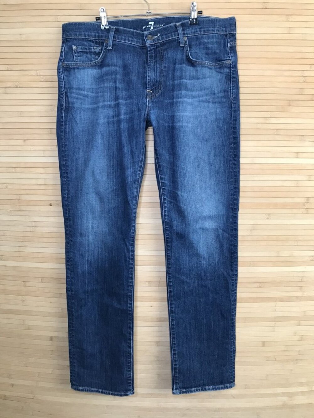 7 For All Mankind Jeans Men 36X33 Blue Standard Fit Straight Leg Denim Dark Wash